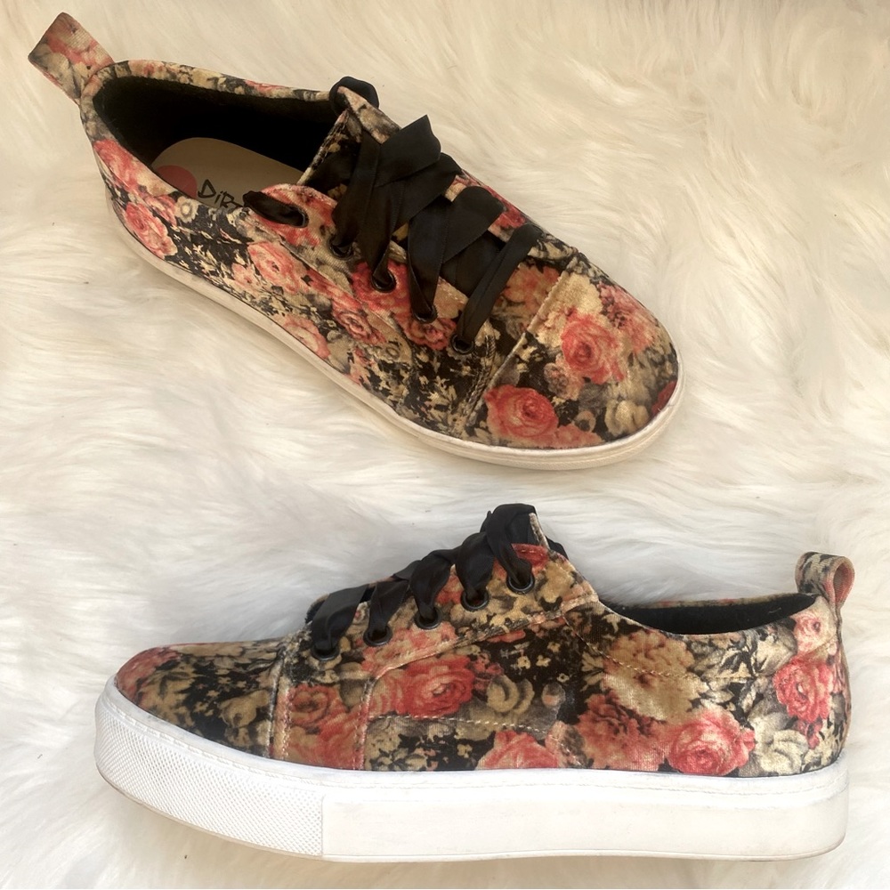 Dirty Laundry Velvet Floral Print casual platform Sneakers 7